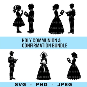 Paquete de Santa Confirmación y Comunión / Biblia / Niña Niño / Hermano Hermana / Clipart / Vinilo / Cricut SVG JPEG PNG / Descarga instantánea / Vestido