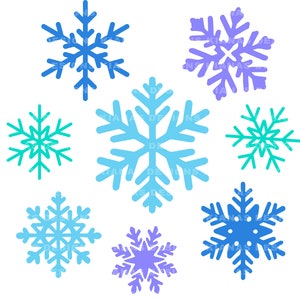 Bundel sneeuwvlokbestanden | Sneeuw / Feestdagen / Blauw / Clip Art / Vinyl / Cricut SVG JPEG PNG / Instant Download / Winter / Kerst / Silhouet
