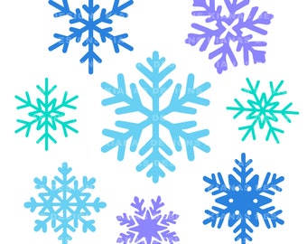 Snowflake File Bundle | Snow / Holidays / Blue / Clip Art / Vinyl / Cricut SVG JPEG PNG / Instant Download / Winter / Christmas / Silhouette