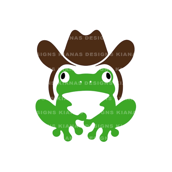 Cowboy Hat Frog File | Green / YeeHaw / Toad / Clip Art / Vinyl / Cricut SVG JPEG PNG / Instant Download / Country / Funny / Silhouette