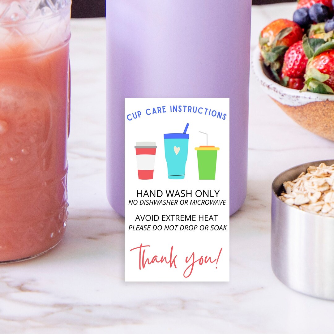 Tumbler Cup Care Instruction Card Template / Printable / Etsy