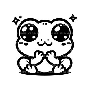 Frosch-Datei | Kawaii / glückliches Gesicht / Digital / Clip Art / Vinyl / Cricut SVG JPEG PNG / Sofort Download / Schneidedatei / Silhouette