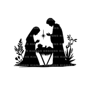 Nativity Scene File | Holy / Religion / Christmas / Clip Art / Vinyl / Cricut SVG JPEG PNG / Instant Download / Jesus / Mary / Silhouette