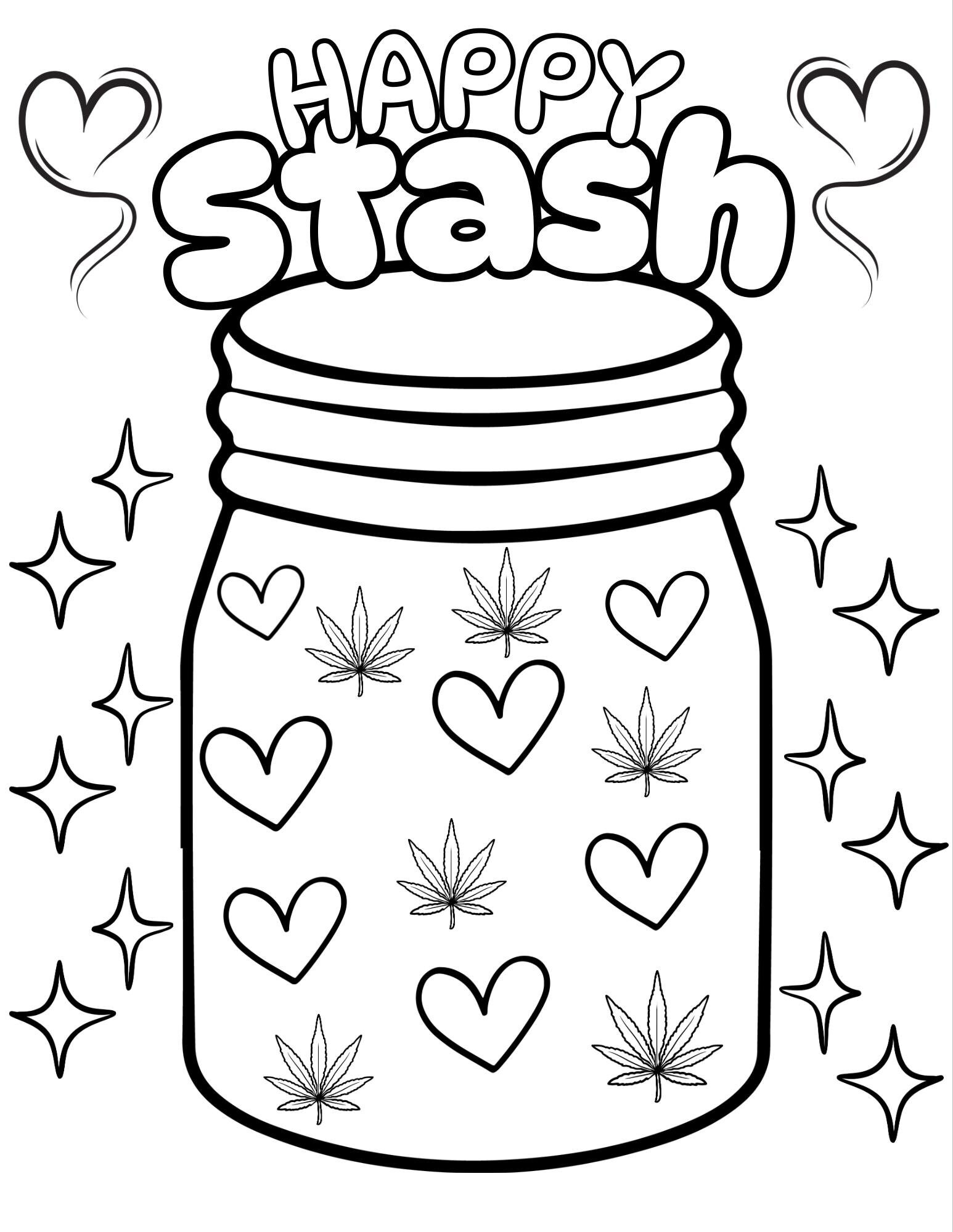 Happy Stash Stoner Girl Coloring Page - Etsy UK