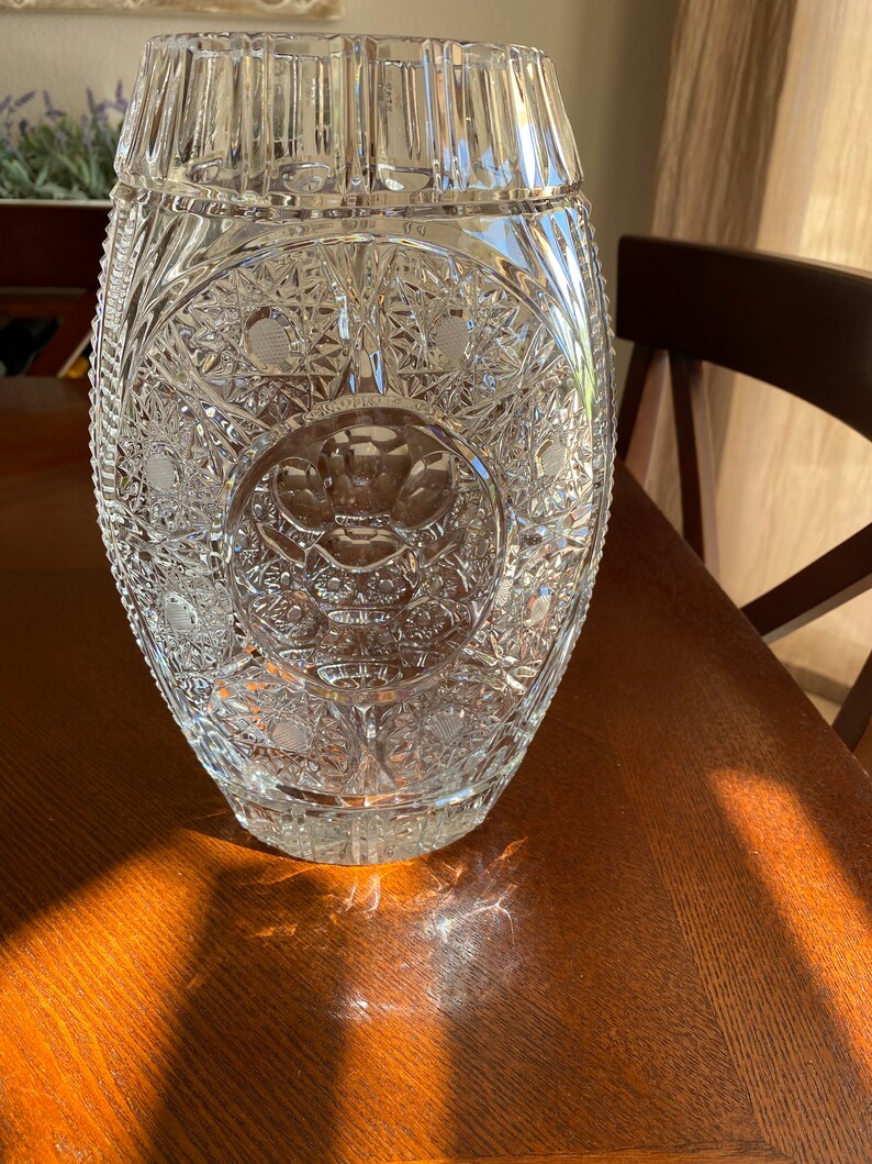 Hand Cut Zawiercie 24 Lead Crystal Vase Etsy