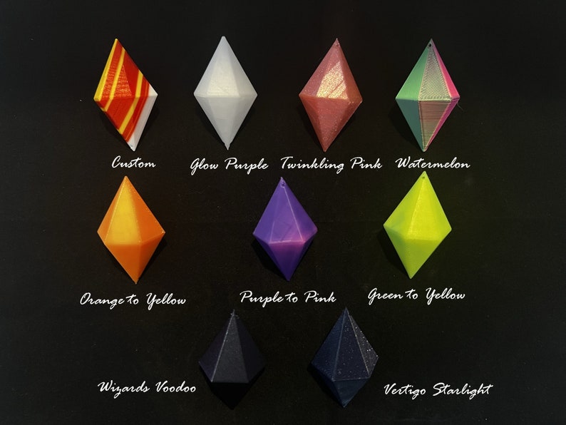 May include: Ten different colour-changing dice with names like "Glow Purple", "Twinkling Pink", "Watermelon", "Orange to Yellow", "Purple to Pink", "Green to Yellow", "Wizards Voodoo", and "Vertigo Starlight".