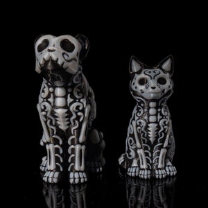 スケリントン猫と犬のフィギュア | 死者の日