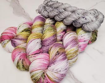 Machine Oil, Metal, and Krumkakes / Merino Nylon Blend with Mini Skein