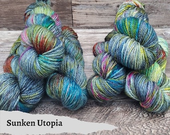 Aran weight, Video Game Inspired, Bioshock Inspired, Rapture, Hand Dyed Yarn, Variegated, Multiple Bases, 100g/182yds