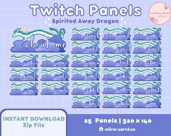 Spirited Away Dragon Blue/Purple Clouds Stream Panels dla Twitcha