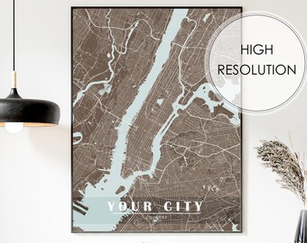 Colorful city map print, custom map print, map digital download, personalized map poster, custom map gift, custom map art,any city map print