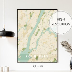 Custom city map, custom map print, personalized map, hometown map, custom map gift, custom map art, any location map