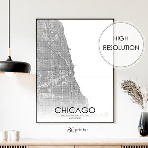 Chicago city map print, Chicago location map, digital download map, Chicago map wall decor, Chicago map city poster, Chicago map art