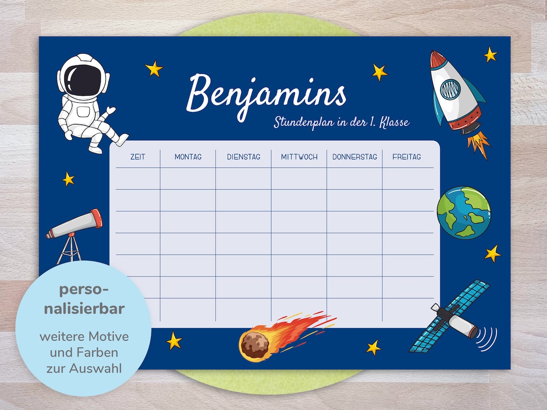 Personalisiert Stundenplan Kinder - Abwischbar Mit Magnet