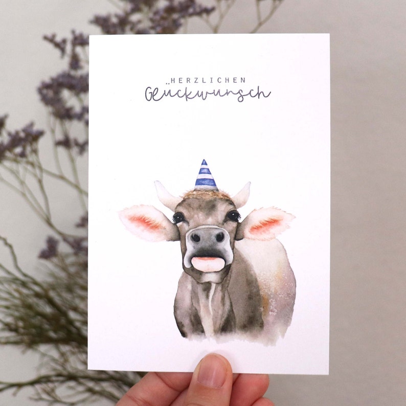 Geburtstagskarte Herzlichen Glückwunsch Kuh Karte zum Geburtstag nachhaltig produziert Bild 4