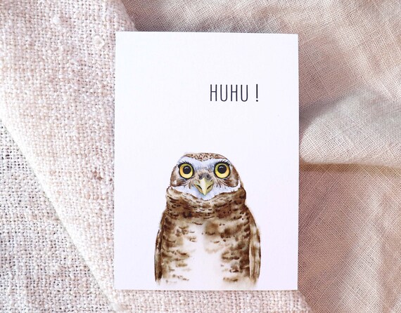 Postkarte Eule witzige Karte mit Spruch Aquarell Etsy.de