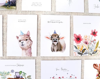 Individuelles Kartenset deiner Wahl, Postkarten für Geburtstag, Einzug, Hochzeitstag, etc., 3er, 5er, 10er, 20er Set