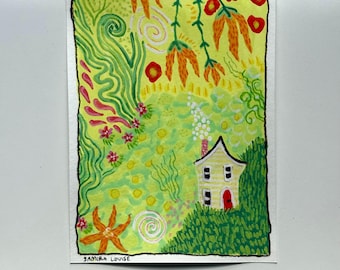 Where I Live #2 | Original Gouache Landscape Art | Whimsical Artwork | Cottage Decor