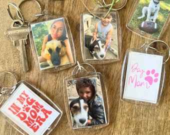 Dog Love Mom Gift Photo Keychain,Custom Personalized Photo Keychain, 2 Sided Key Chain Gift For Mothers Day, Dog Mom Gift, Mother's Day Gift