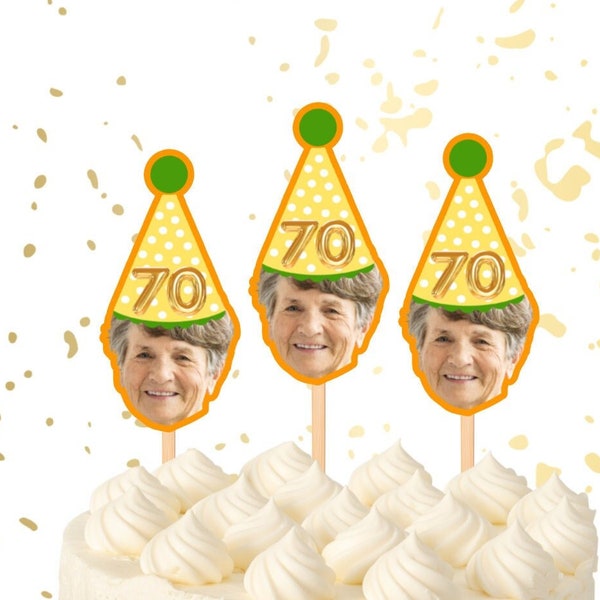 Funny Grandma's Birthday Surprise- Face Cupcake Toppers, Grandma Funny Party Custom Cake Topper Face Cupcake Topper Grandma Birthday Party