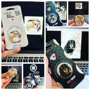 Puede incluir: Una variedad de agarres para tel&eacute;fono con diferentes dise&ntilde;os que presentan animales, incluyendo un gato, un perro y un loro. Los agarres est&aacute;n hechos por PopGrip y est&aacute;n disponibles en una variedad de colores y dise&ntilde;os.
