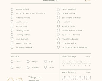 Daily Self-Care Tracker | Printable Self-Care Journal Template | Wellness Planner PDF