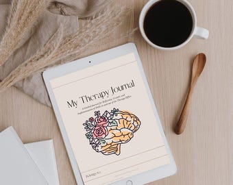 Printable Therapy Journal | Mental Health Planner for Therapy Notes & Goal Setting |  Digital PDF
