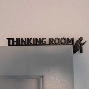 Señal de puerta de inodoro, decoración de puerta, señal de baño/sala de pensamiento