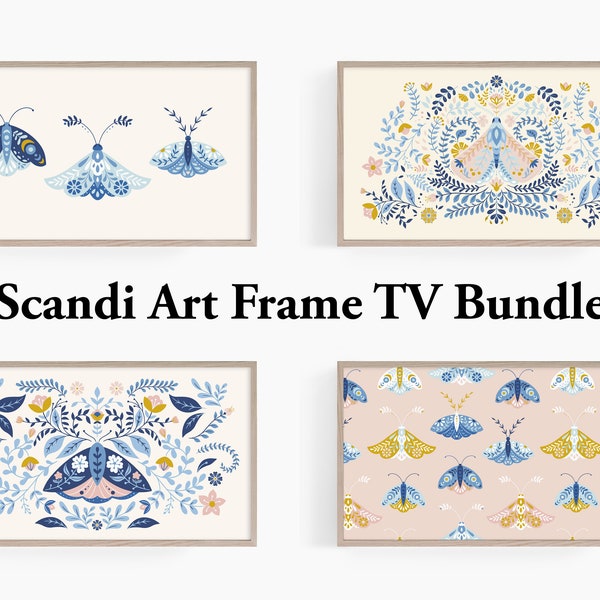 Samsung Frame TV Art | Spring Frame TV Art Bundle | Spring Art Set | Scandinavian Frame TV Art | Butterfly tv Art | Moth Insect Illustration