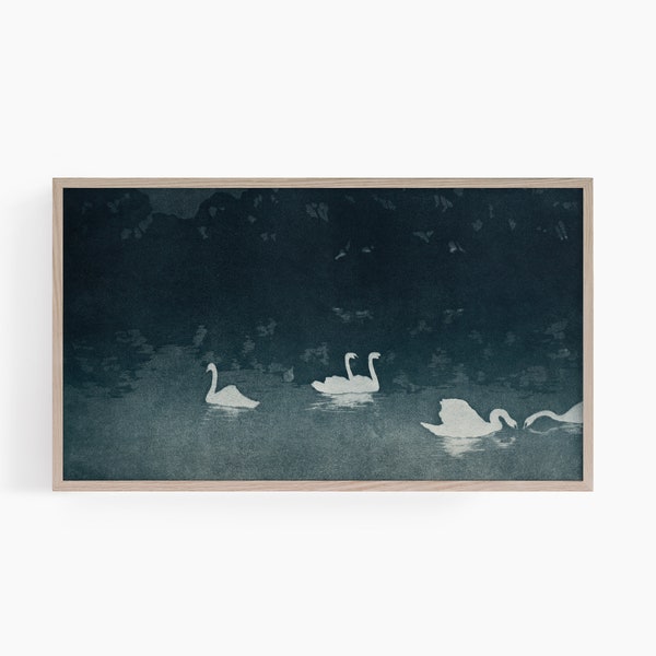 Samsung Frame TV Art | Vintage Frame TV Art | Moody Frame TV Art | Minimalist Frame tv Art | Swans Painting | Farmhouse Frame tv Art