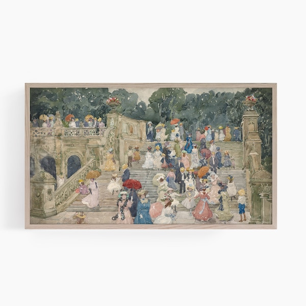 Samsung Frame TV Art | Vintage Frame TV Art | New York Frame TV Art | Cityscape | Terrace Bridge Central Park | Maurice Prendergast Painting