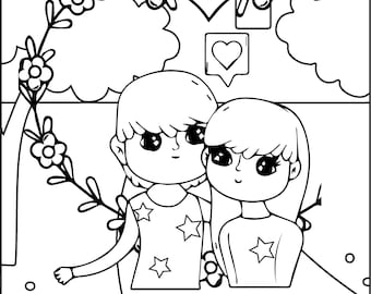 Valentines Day Coloring Book. 15 pgs. Instant Download.