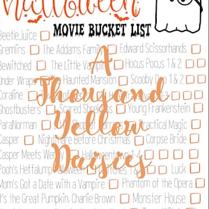Halloween Movie Bucket List PNG SVG **Digital Download**