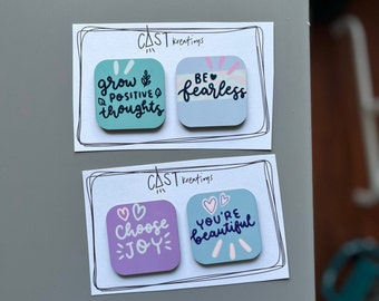 Positivity Magnets Pack of 2, Cute Magnets with Positive Messages, Gift for Friend, Gift for Teacher, Positive Gift for Women