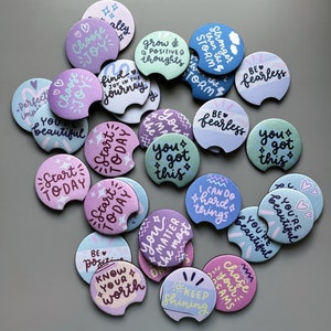 Positivity Car Coasters, Pack of 10, Cute Car Coasters, Affirmations for Friend, Inspirational Car Accessories, Positive Gift for Women