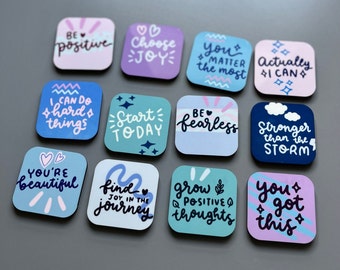 Positivity Magnets Set of 12, Cute Magnets with Positive Messages, Gifts for Friends, Gift for Teachers, Positive Gift for Women