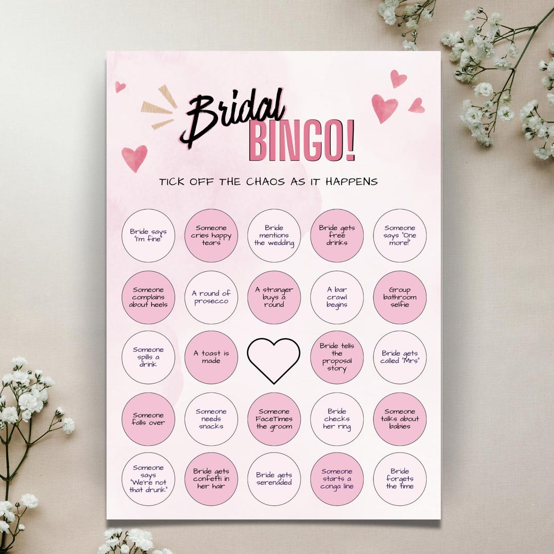 Bridal Bingo Game • Modern Hen Party Activity (instant Printable — free download
