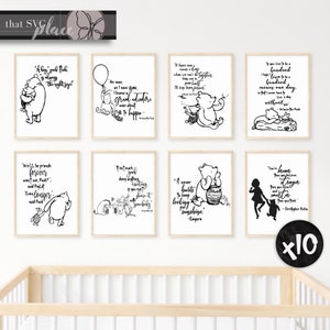 Winnie de Poeh citaten afdrukbare muurkunst, klassiek decor van de Pooh kinderkamer, Winnie de Poeh printables, kunst aan de muur kinderkamer, Cricut gesneden bestand clipart