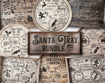 Santa Tray SVG Bundle, Santa Plate SVG, Cookies for Santa SVG, Santa Cookie Plate Svg, Dear Santa Tray Svg, Cricut Glowforge Cut File