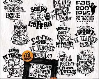 Bundle SVG professeur d'éducation physique, Halloween professeur de physique Ed professeur chemise SVG Png, cadeau d'appréciation de l'éducation physique, Svg de professeur de gymnastique, fichier coupe Cricut entraîneur