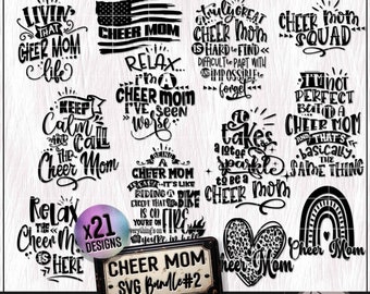 Cheer Mom SVG, Cheerleader SVG PNG Bundle #2, Camisa de porrista de mamá mayor svg, regalo de agradecimiento, sudadera svg, archivo de corte cricut