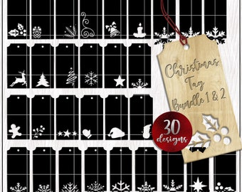 Kerst tag SVG bundel, kerstcadeau tag SVG, kerstcadeau label SVG, Cricut silhouet snijden bestand, laserbestand