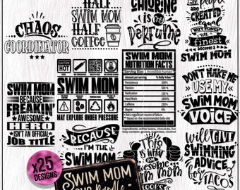 Swim Mom SVG, Swimming SVG PNG Bundle, Appreciation Gift, Nutrition Facts Shirt Svg, Chaos Coordinator Sublimation Design, Cricut Cut File