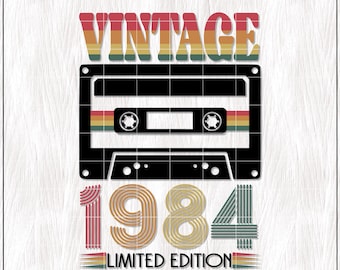 40th Birthday SVG, 40th Birthday Card Design, 40th Birthday Shirt SVG, Retro Vintage 1984 Cricut Cut File, Sublimation