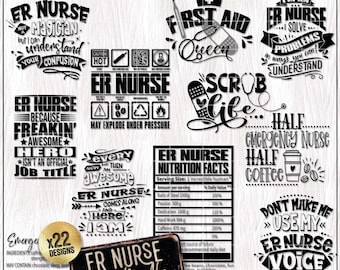 Emergency Nurse SVG PNG Bundle, ER Nurse Svg, Funny Nursing Quotes Svg, Student Nurse Shirt Svg Graduation or Appreciation Gift, Sublimation