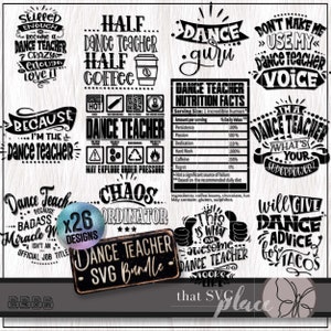 Professeur de danse SVG, danse SVG PNG Bundle, cadeau d'appréciation, valeur nutritive chemise Svg, sublimation de coordonnateur du chaos, fichier de coupe Cricut