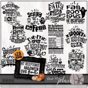Vétérinaire réceptionniste SVG, Halloween PNG Bundle, vétérinaire réceptionniste SVG, cadeau d'appréciation, assistant vétérinaire Svg, valeur nutritive Svg