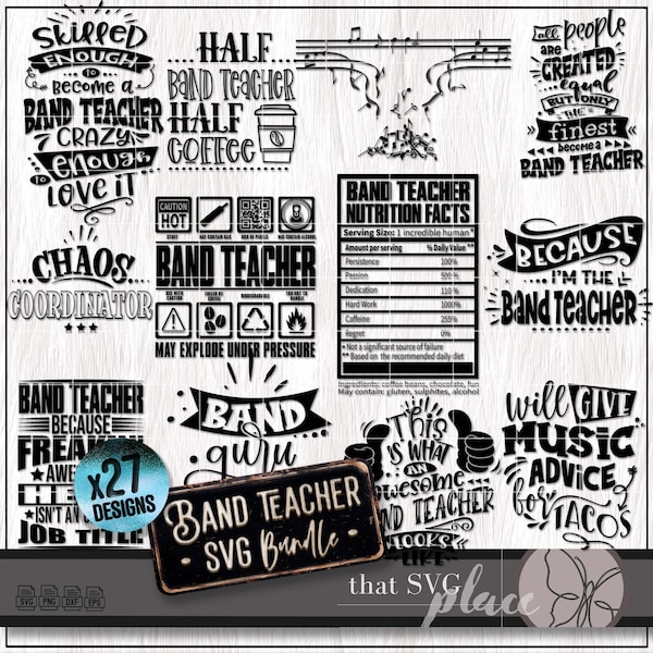 Band Teacher SVG Bundle, Music Teacher SVG, Marching Band Director Shirt SVG Png, Appreciation Gift, Cricut Cut File