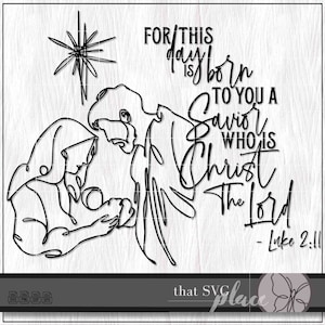 Kerststal SVG, Heilige Familie Line Art SVG PNG Clipart, Kerst Baby Jesus Mary Joseph Sublimatie Clipart, Cricut Cut File, Sublimatie