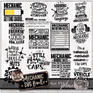 Monteur SVG-bundel, dieselmonteur SVG, waardering cadeau, monteur shirt Svg, uurtarief clipart, voedingslabel Svg, Cricut Cut-bestand